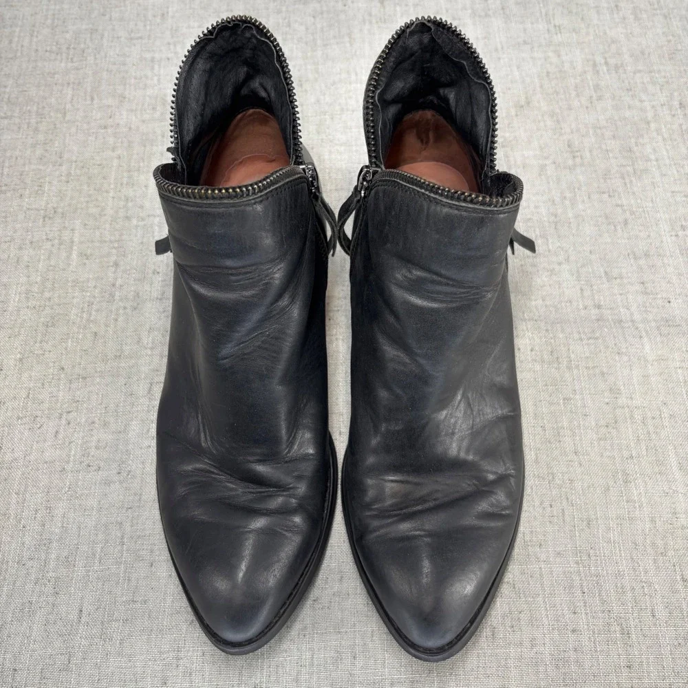 Jeffrey Campbell‎ Crockett Booties Black Leather Zipper Distressed Women's 7.5